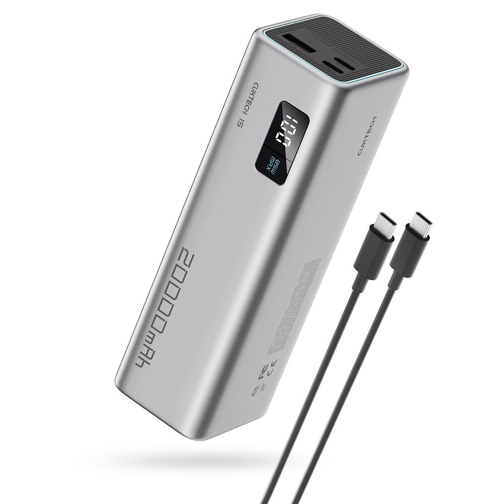 Išorinė baterija Powerbank Cuktech CUKP200XGLGR 100W 20000mAh 2x USB-C + 1x USB-A – pilka