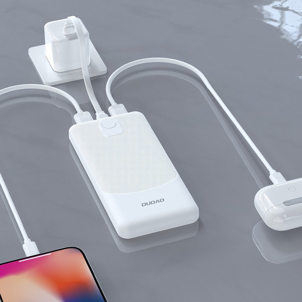 Išorinė baterija Powerbank Dudao K10 10000mAh 2.4A 2x USB-A – balta 5 Išorinė baterija Powerbank Dudao K10 10000mAh 2.4A 2x USB-A – balta 5