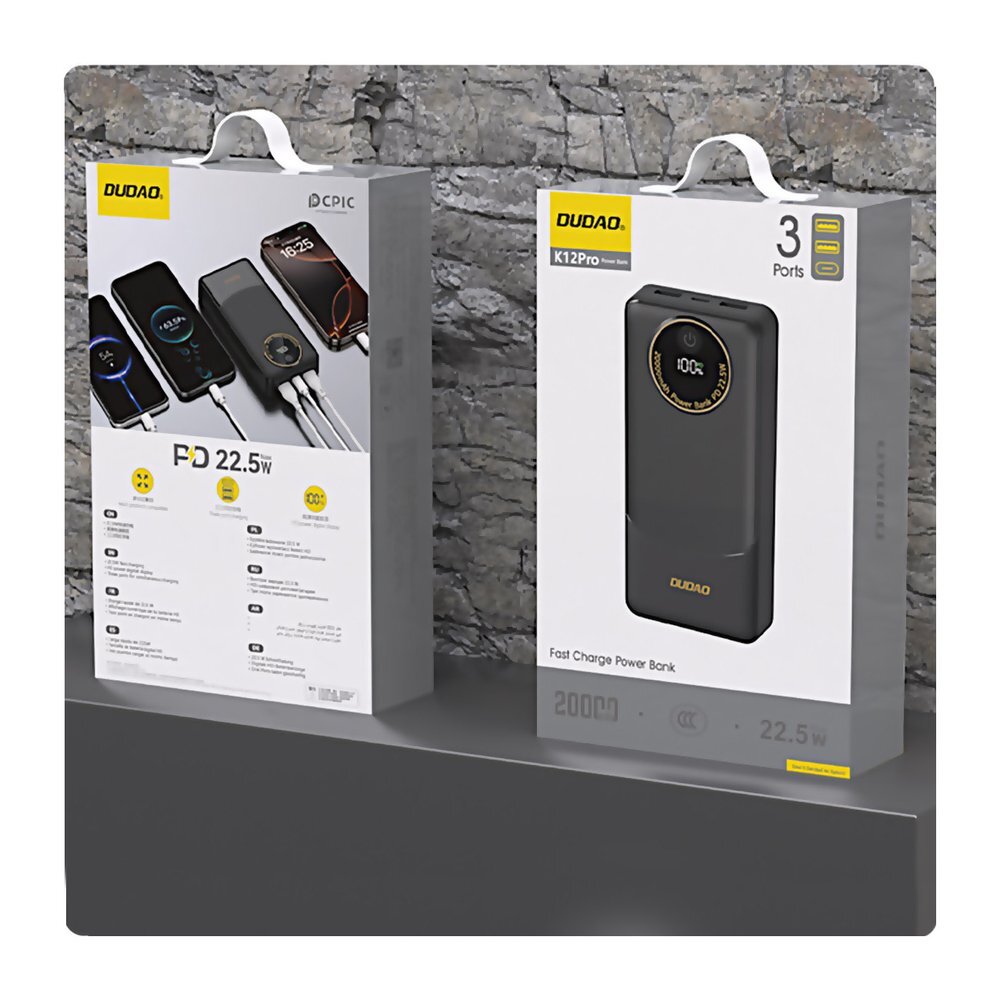 Išorinė baterija Powerbank Dudao K12Pro 20000mAh 22.5W PD USB-A / USB-C – juoda 4