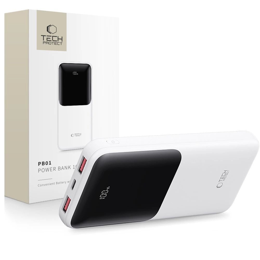 Išorinė baterija Powerbank Tech-Protect PB01 10000mAh 22.5W – balta Išorinė baterija Powerbank Tech-Protect PB01 10000mAh 22.5W – balta