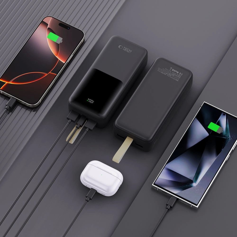 Išorinė baterija Powerbank Tech-Protect PB03 30000mAh 22.5W – juoda 5 Išorinė baterija Powerbank Tech-Protect PB03 30000mAh 22.5W – juoda 5