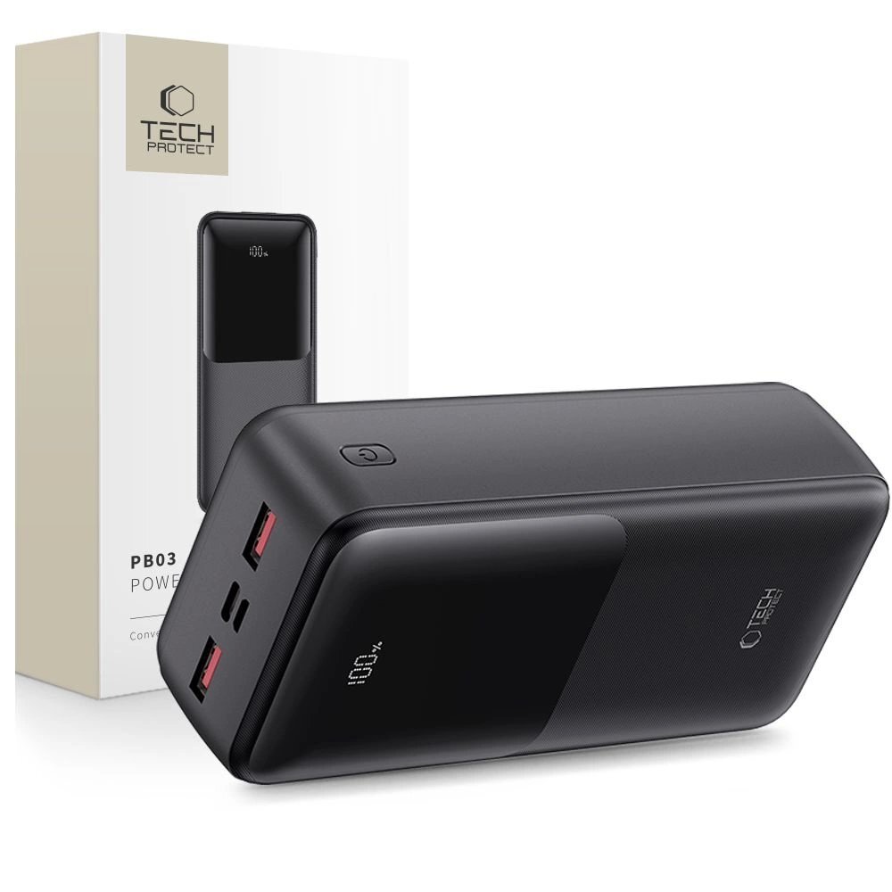 Išorinė baterija Powerbank Tech-Protect PB03 30000mAh 22.5W – juoda