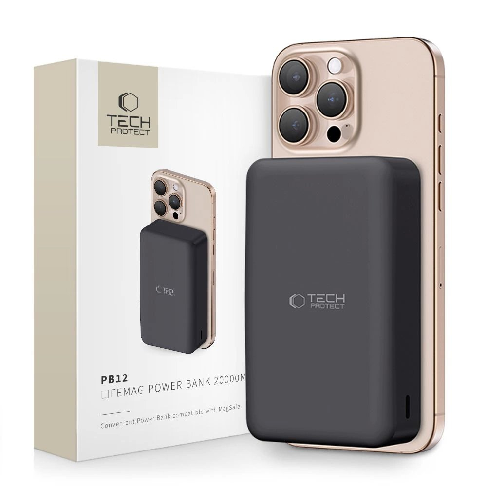 Tech-Protect PB12 LifeMag Powerbank su MagSafe 20000mAh – juodas Tech-Protect PB12 LifeMag Powerbank su MagSafe 20000mAh – juodas