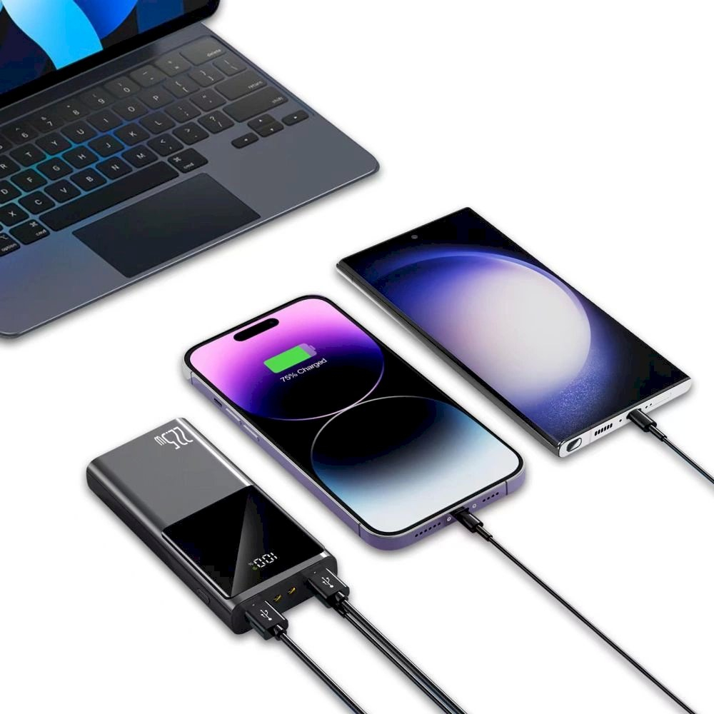 Powerbank Tech-Protect PB13 20000mAh 22.5W 2x USB-A / USB-C / LightningUSB-C / USB-A Kabelis - pilkas 5 Powerbank Tech-Protect PB13 20000mAh 22.5W 2x USB-A / USB-C / LightningUSB-C / USB-A Kabelis - pilkas 5