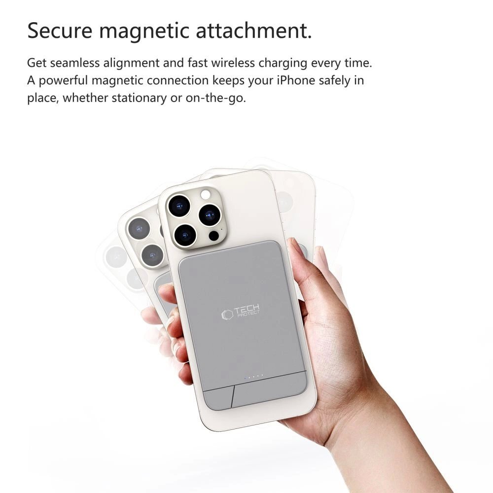 Išorinė baterija Powerbank Tech-Protect PB14 LifeMag MagSafe 10000mAh – pilka 5