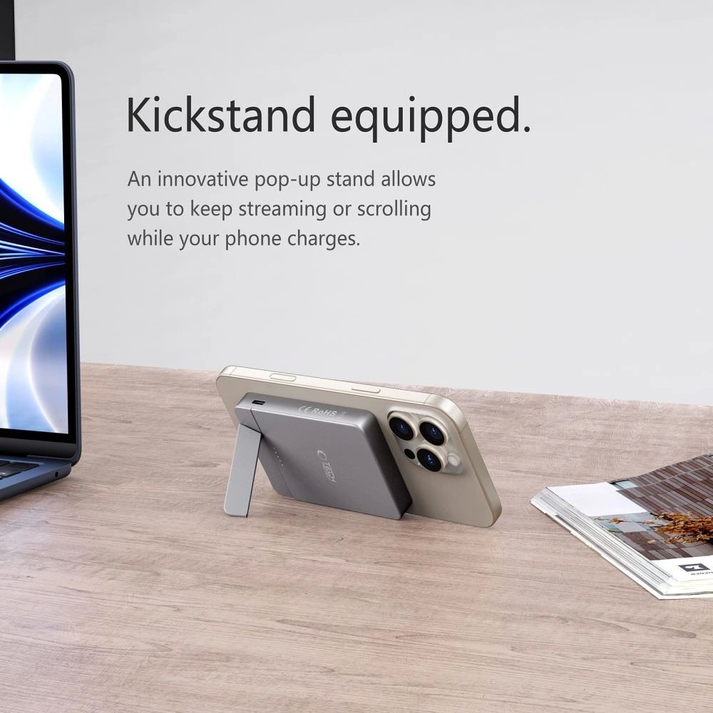 Išorinė baterija Powerbank Tech-Protect PB14 LifeMag MagSafe 5000mAh – pilka 6 Išorinė baterija Powerbank Tech-Protect PB14 LifeMag MagSafe 5000mAh – pilka 6