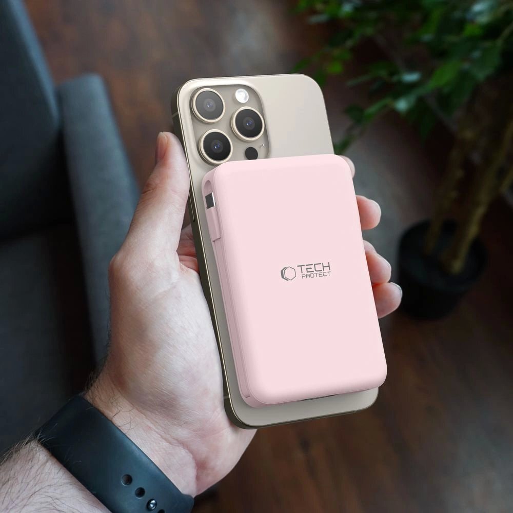 Išorinė baterija Powerbank Tech-Protect PB31 LifeMag MagSafe 10000mAh – rožinė 10