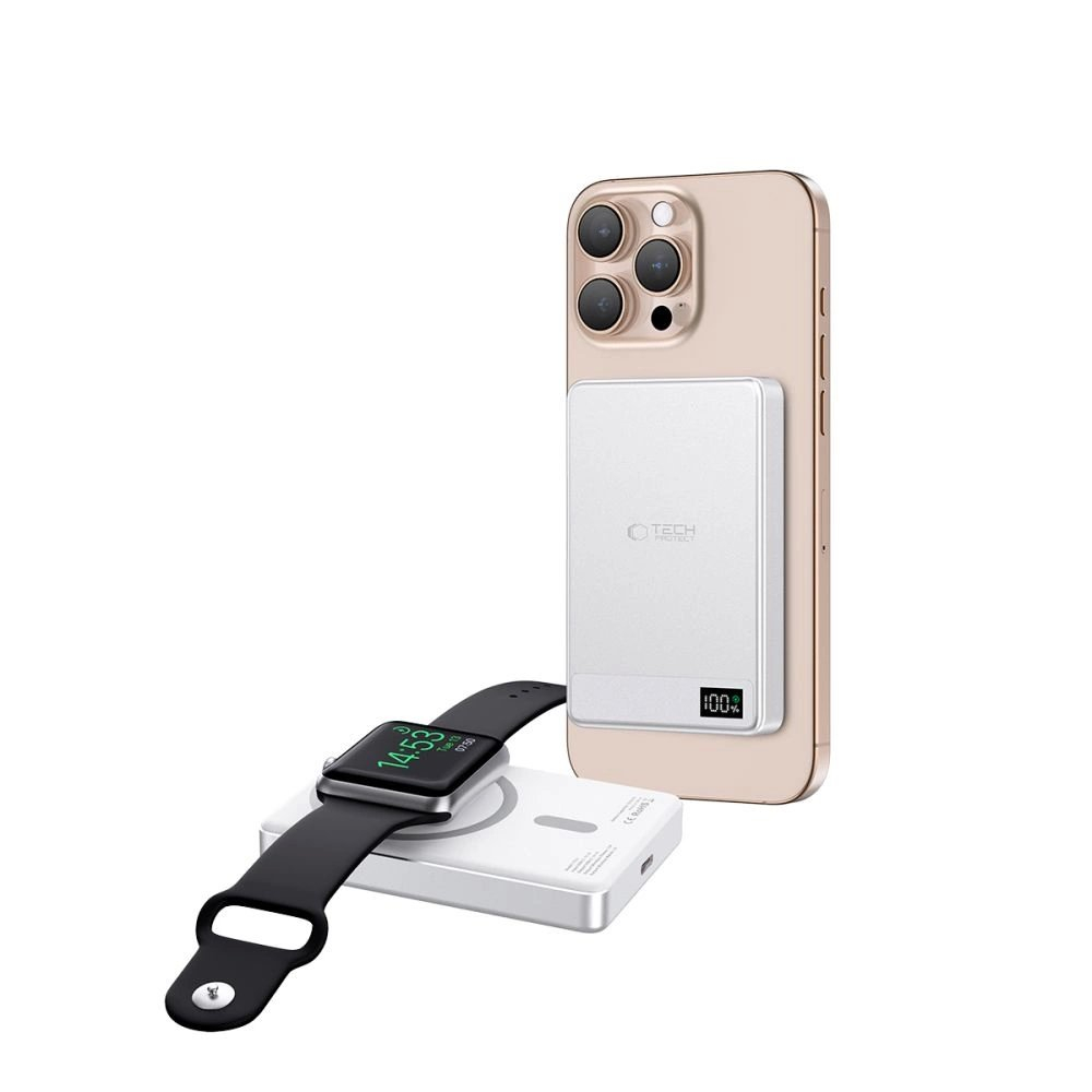 Tech-Protect PB33 LifeMag Powerbank su MagSafe 5000mAh – sidabrinis 1