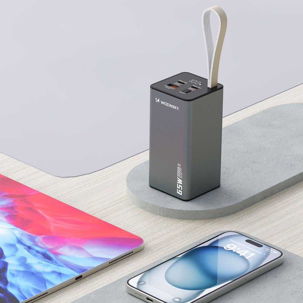 Išorinė baterija Powerbank Wozinsky K65+ 65W 30000mAh 2x USB-C / 1x USB-A – pilka 11 Išorinė baterija Powerbank Wozinsky K65+ 65W 30000mAh 2x USB-C / 1x USB-A – pilka 11