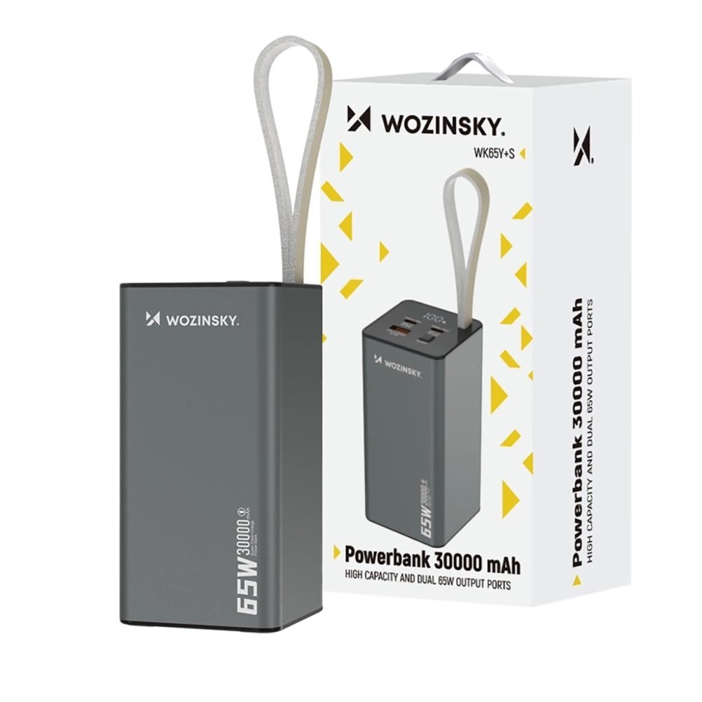 Išorinė baterija Powerbank Wozinsky K65+ 65W 30000mAh 2x USB-C / 1x USB-A – pilka 4 Išorinė baterija Powerbank Wozinsky K65+ 65W 30000mAh 2x USB-C / 1x USB-A – pilka 4