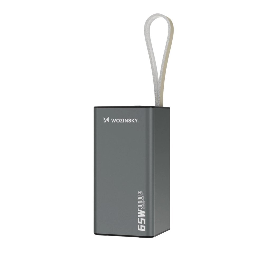 Išorinė baterija Powerbank Wozinsky K65+ 65W 30000mAh 2x USB-C / 1x USB-A – pilka