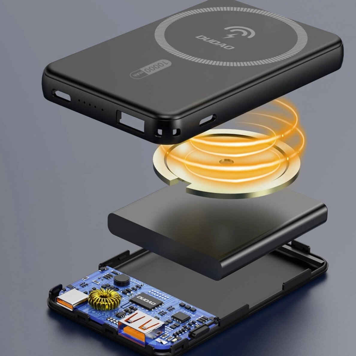 Išorinė baterija Powerbank Dudao K14S+ 10000mAh 20W USB-A / USB-C / MagSafe su stovu – juoda 1