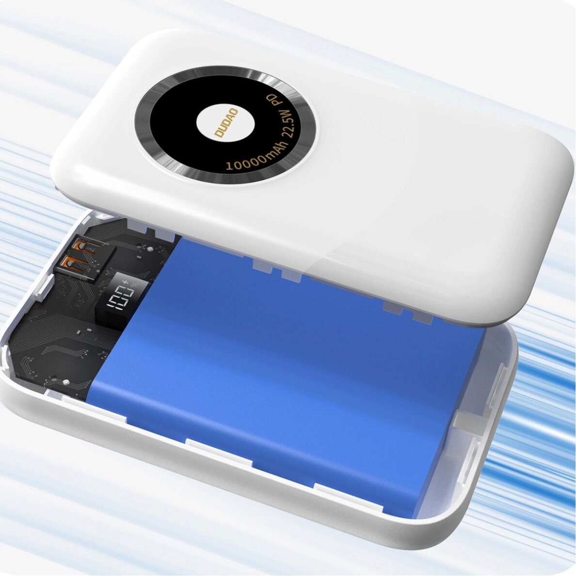 Išorinė baterija Powerbank Dudao K21 Mini 10000mAh 22.5W USB-A / USB-C – smėlio 4 Išorinė baterija Powerbank Dudao K21 Mini 10000mAh 22.5W USB-A / USB-C – smėlio 4