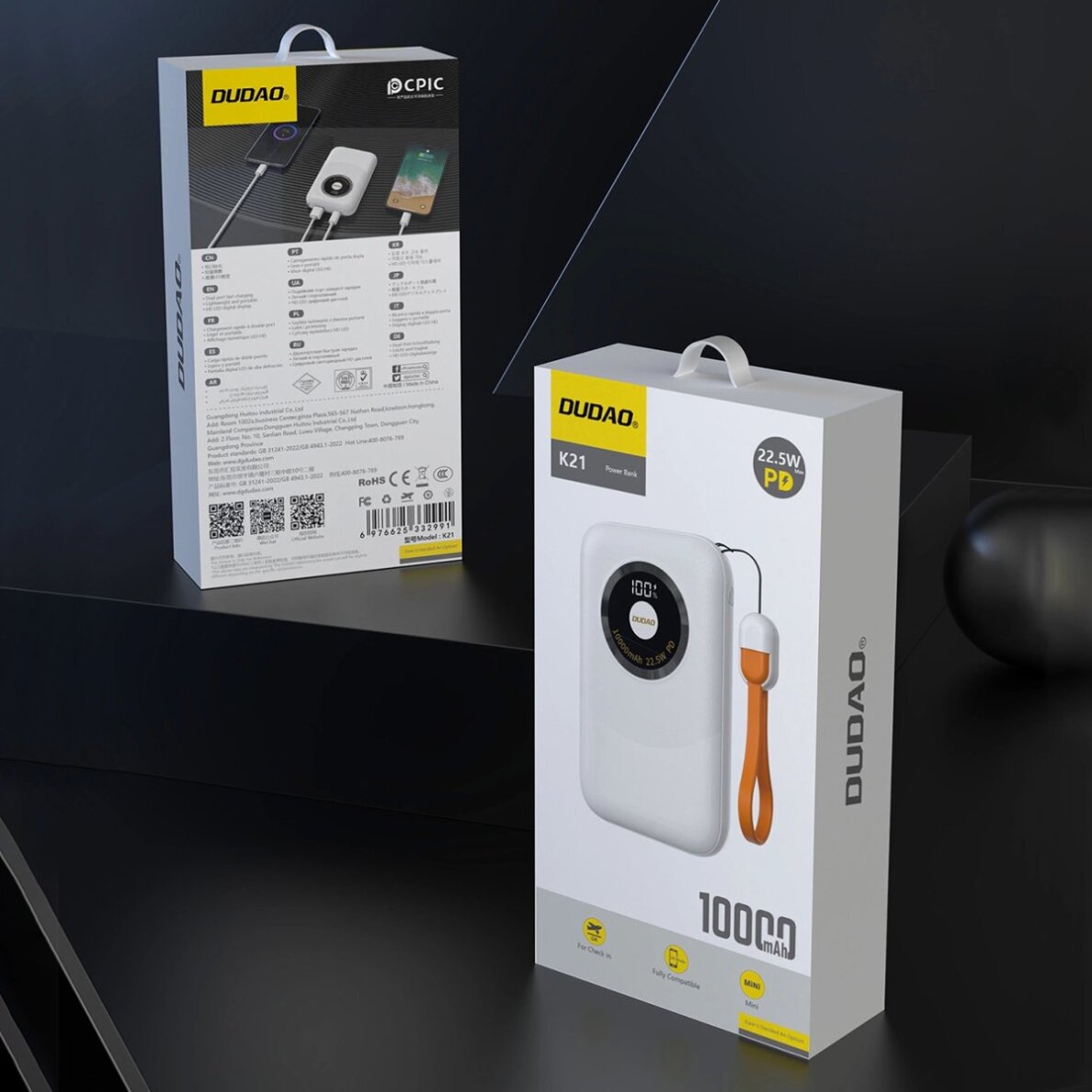 Išorinė baterija Powerbank Dudao K21 Mini 10000mAh 22.5W USB-A / USB-C – smėlio 5