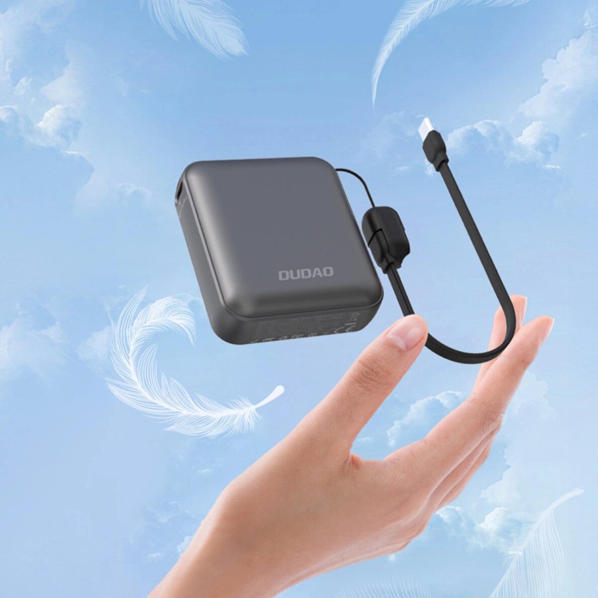 Išorinė baterija Powerbank Dudao K22+ 10000mAh 22.5W USB-C su dirželiu / laidu – pilka 1 Išorinė baterija Powerbank Dudao K22+ 10000mAh 22.5W USB-C su dirželiu / laidu – pilka 1