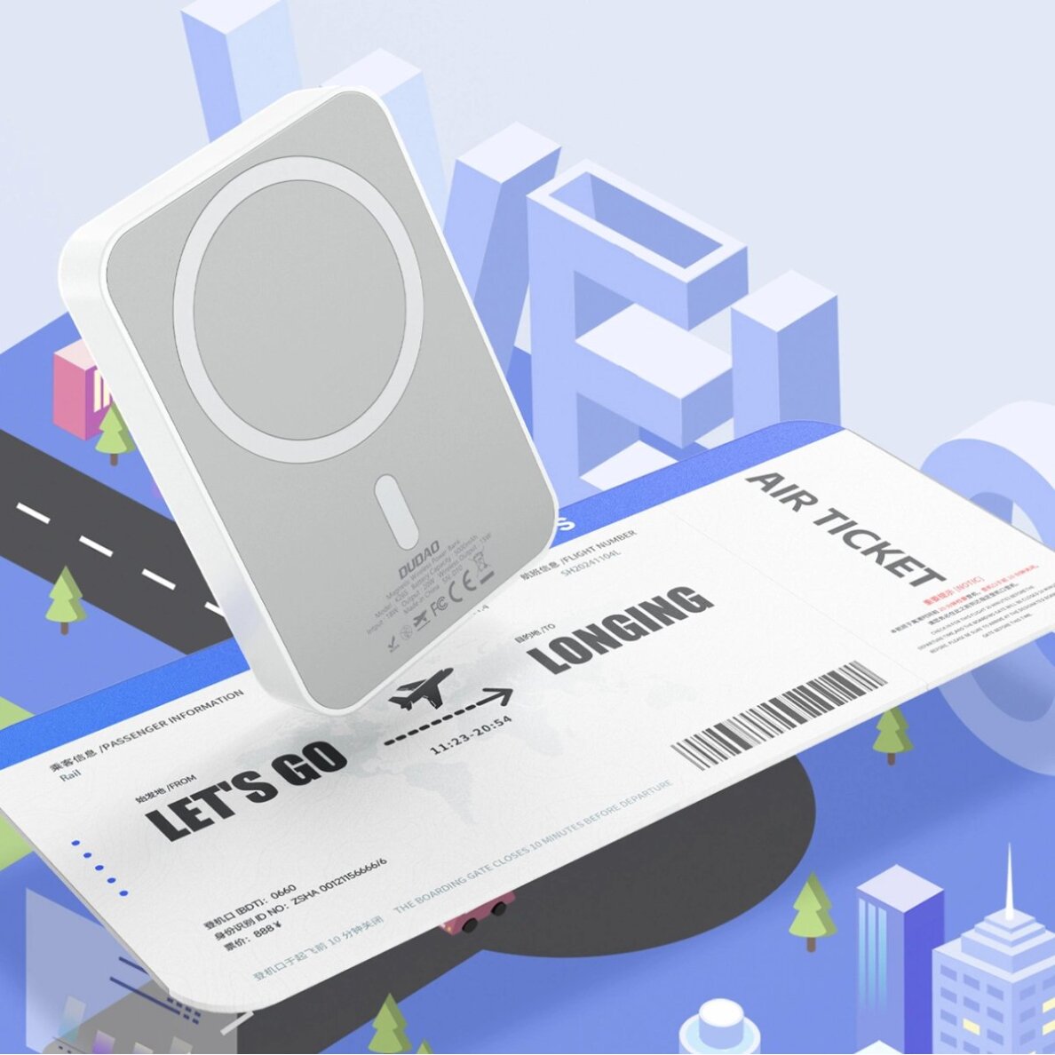 Išorinė baterija Powerbank Dudao K26S 5000mAh 20W USB-A / USB-C / MagSafe – balta 8