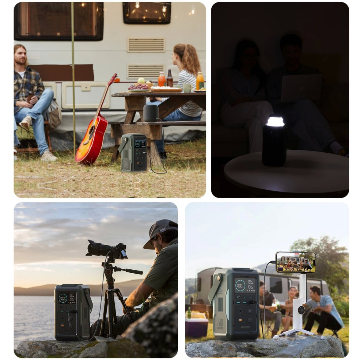 Joyroom JR-PBF10 Powerbank 75000mAh 100W 3x USB-C 3x USB-A su rankena ir žibintuvėliu – žalias 14