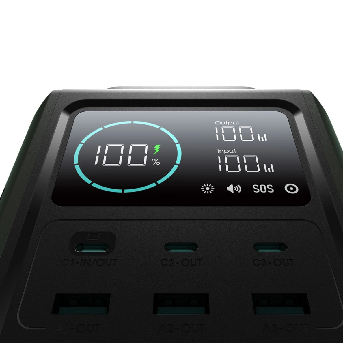 Joyroom JR-PBF10 Powerbank 75000mAh 100W 3x USB-C 3x USB-A su rankena ir žibintuvėliu – žalias 4