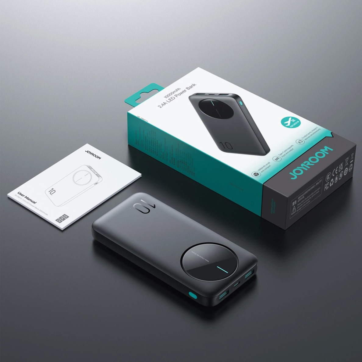 Joyroom JR-PBF12 Powerbank 10000mAh 2.4A 2x USB-A 1x USB-C – juodas 15