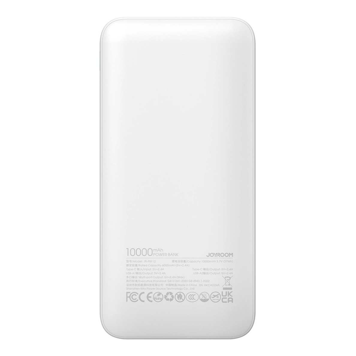 Joyroom JR-PBF12 Powerbank 10000mAh 2.4A 2x USB-A 1x USB-C – baltas 2