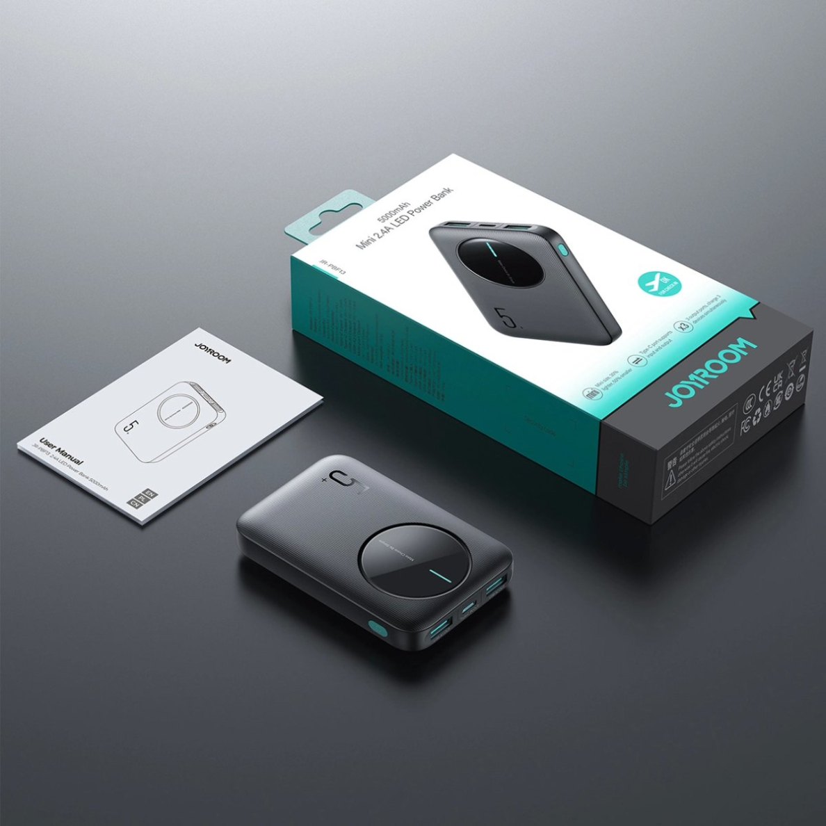 Joyroom JR-PBF13 Powerbank 5000mAh 2.4A 2x USB-A 1x USB-C – juodas 14