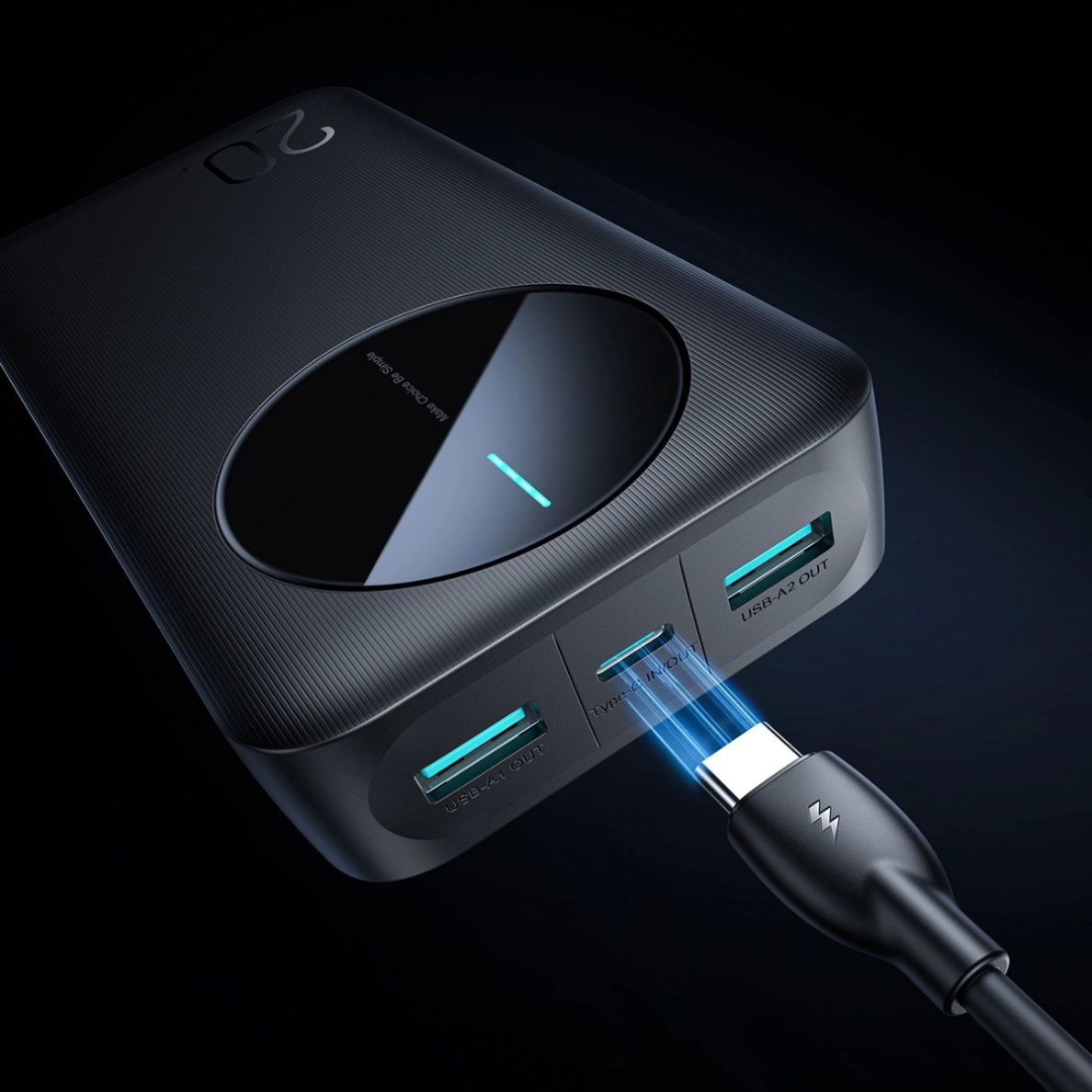 Joyroom JR-PBF14 Powerbank 20000mAh 2.4A 2x USB-A 1x USB-C – juodas 7