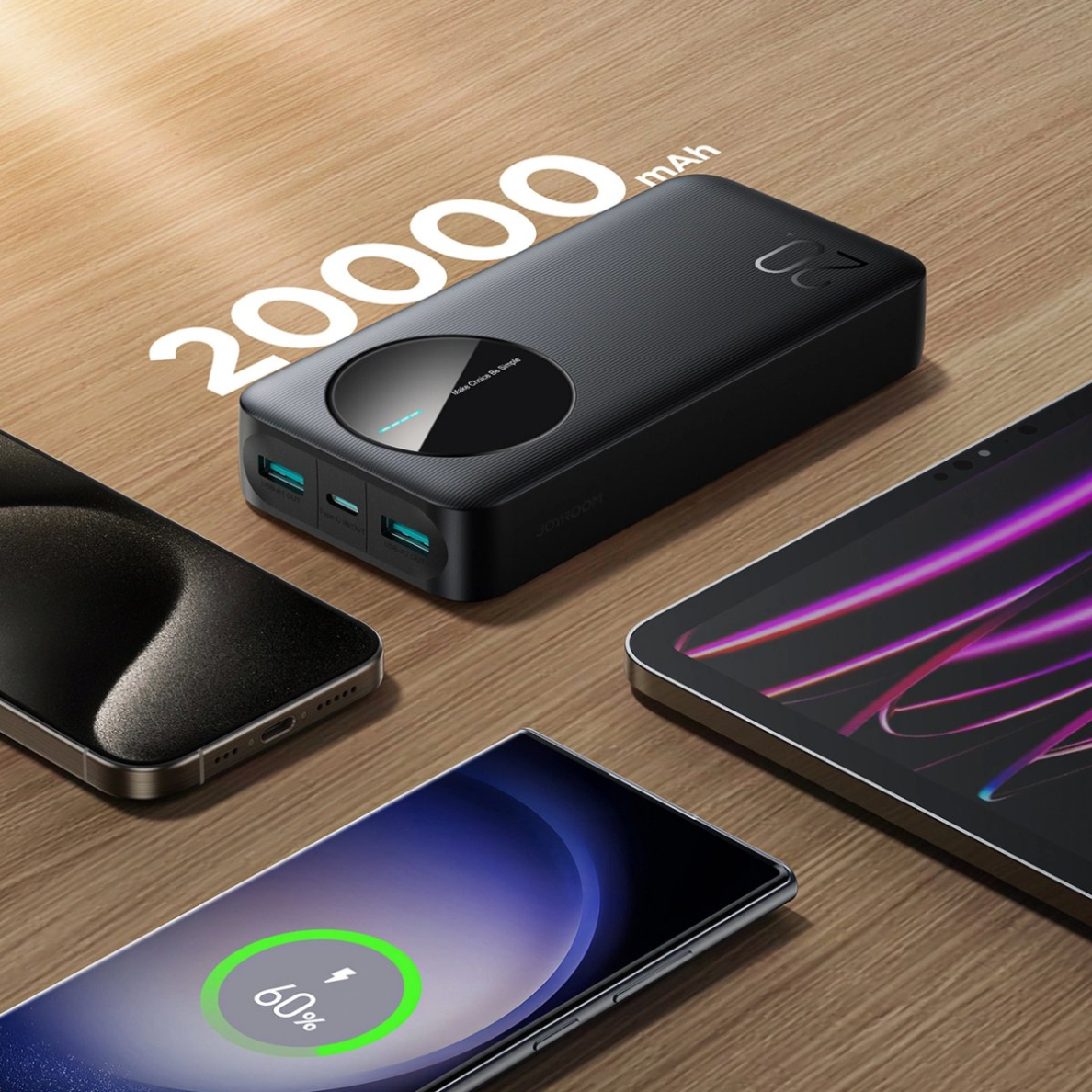 Joyroom JR-PBF14 Powerbank 20000mAh 2.4A 2x USB-A 1x USB-C – juodas 9