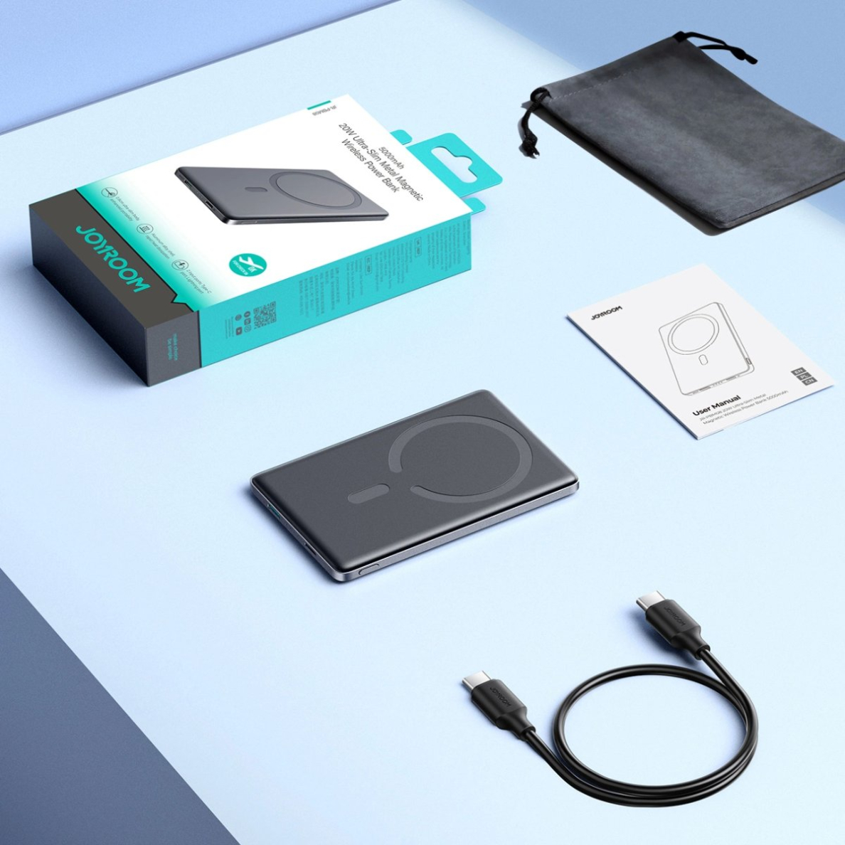 Joyroom JR-PBM08 Powerbank 5000mAh 20W su belaidžiu įkrovimu – pilkas 8 Joyroom JR-PBM08 Powerbank 5000mAh 20W su belaidžiu įkrovimu – pilkas 8