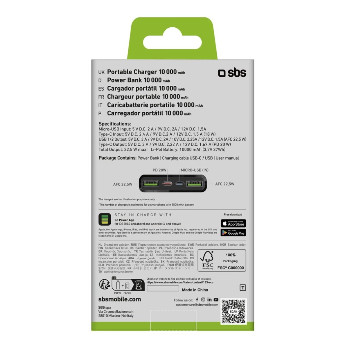 Išorinė baterija Powerbank SBS TTBB10000FASTPD20K 10000mAh 20W su Power Delivery – juoda 2