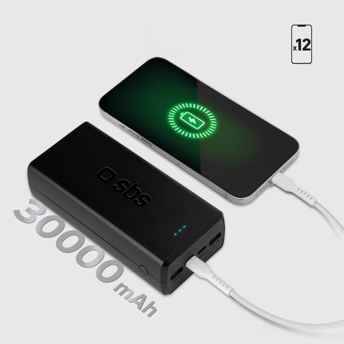 Išorinė baterija Powerbank SBS TTBB30000PD20K 30000mAh 2x USB-C / 2x USB-A – juoda 6 Išorinė baterija Powerbank SBS TTBB30000PD20K 30000mAh 2x USB-C / 2x USB-A – juoda 6