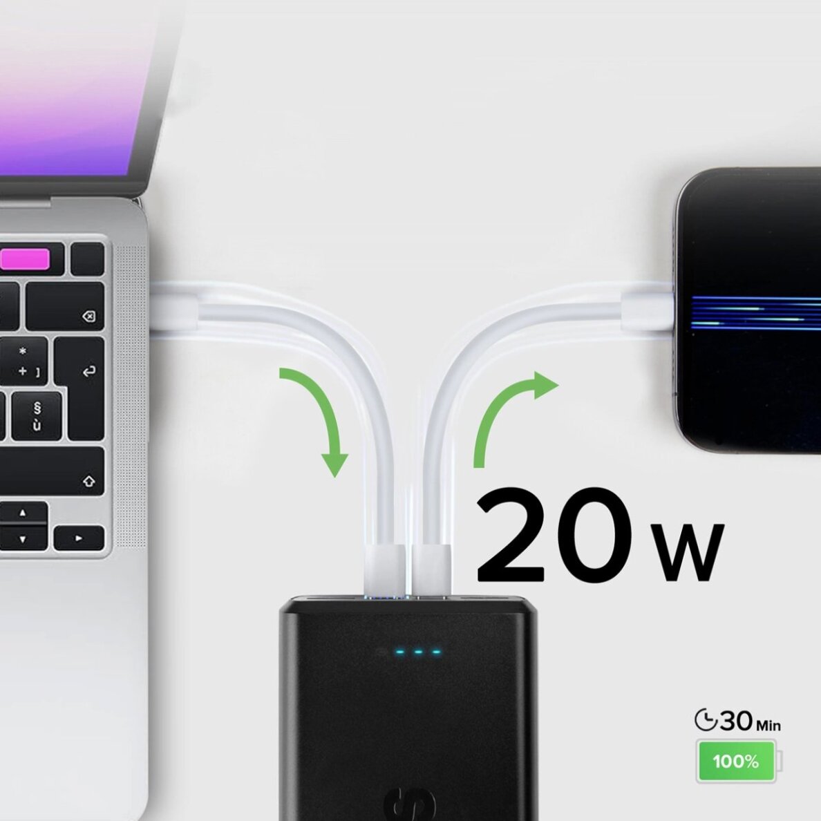 Išorinė baterija Powerbank SBS TTBB30000PD20K 30000mAh 2x USB-C / 2x USB-A – juoda 8 Išorinė baterija Powerbank SBS TTBB30000PD20K 30000mAh 2x USB-C / 2x USB-A – juoda 8
