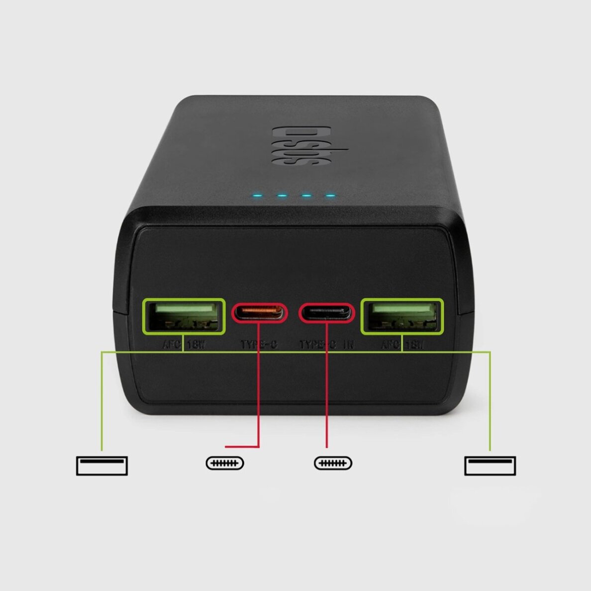 Išorinė baterija Powerbank SBS TTBB30000PD20K 30000mAh 2x USB-C / 2x USB-A – juoda 9 Išorinė baterija Powerbank SBS TTBB30000PD20K 30000mAh 2x USB-C / 2x USB-A – juoda 9