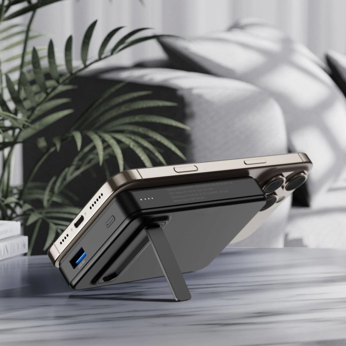 Išorinė baterija Powerbank Wozinsky WLWP-10KA0Y3S 22.5W PD Qi2 10000mAh su stovu, 1x USB-A / 1x USB-C – juoda 19 Išorinė baterija Powerbank Wozinsky WLWP-10KA0Y3S 22.5W PD Qi2 10000mAh su stovu, 1x USB-A / 1x USB-C – juoda 19