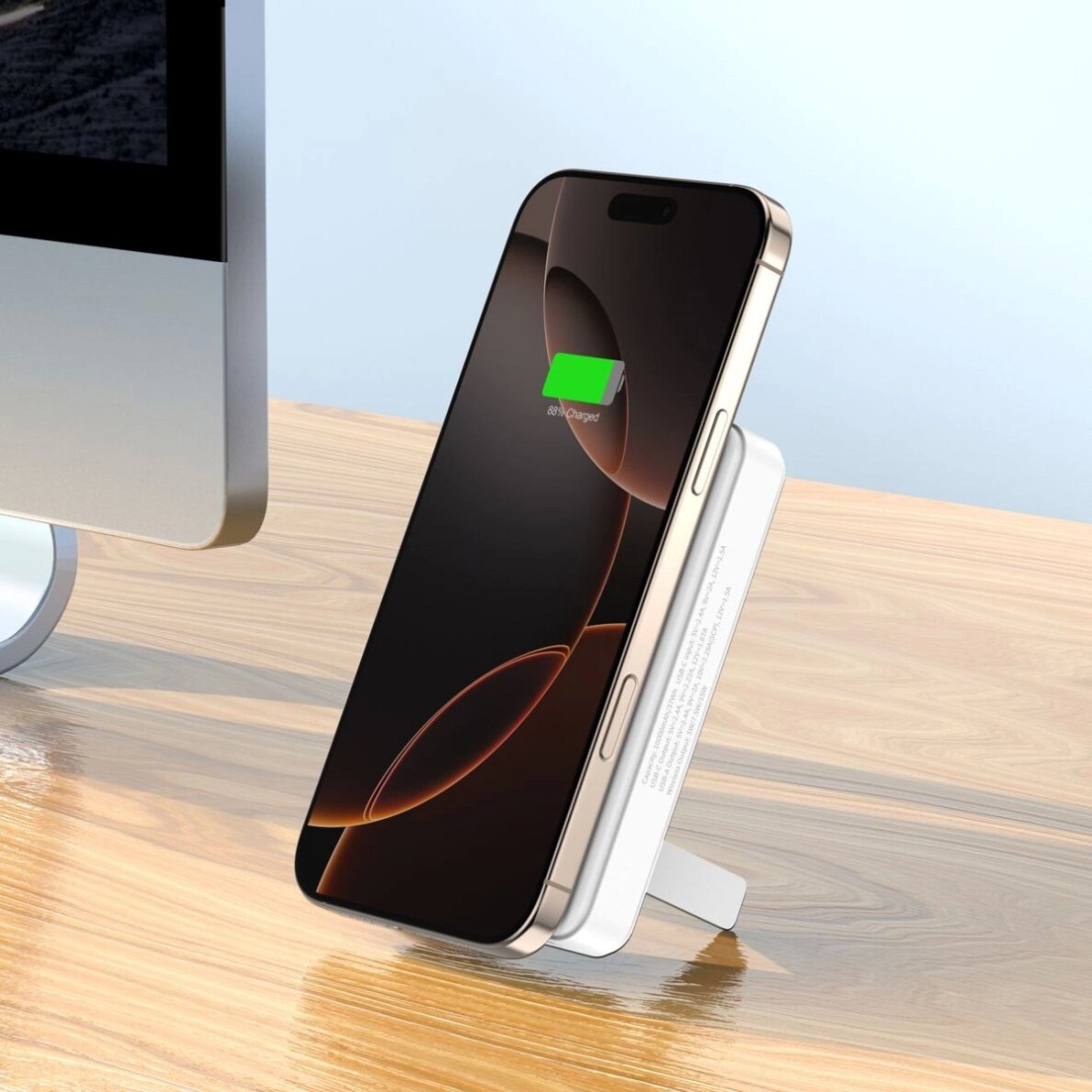 Išorinė baterija Powerbank Wozinsky WLWP-10KA0Y3WS 22.5W PD Qi2 10000mAh su stovu, 1x USB-A / 1x USB-C – balta 15