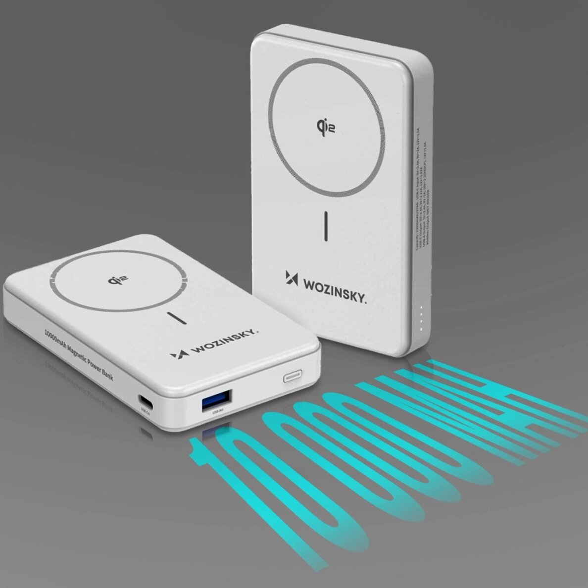 Išorinė baterija Powerbank Wozinsky WLWP-10KA0Y3WS 22.5W PD Qi2 10000mAh su stovu, 1x USB-A / 1x USB-C – balta 25