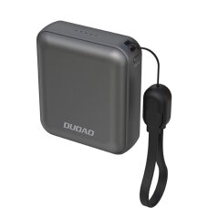 Išorinė baterija Powerbank Dudao K22+ 10000mAh 22.5W USB-C su dirželiu / laidu – pilka