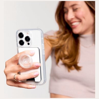 Telefono laikiklis su MagSafe piniginei Popsockets PopWallet+ PopGrip PW+ MS G2 – baltas / skaidrus 7