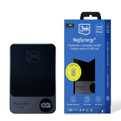 3mk MagSynergy Powerbank su MagSafe 5000mAh 18W – juodas