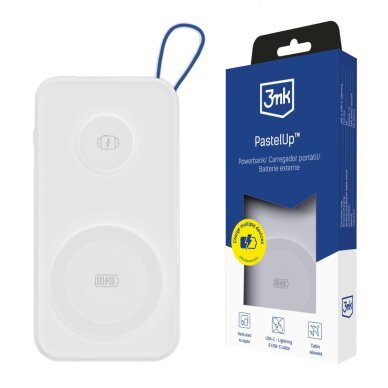 Išorinė baterija Powerbank 3mk PastelUp 10000mAh 22.5W USB 1A1C – balta Išorinė baterija Powerbank 3mk PastelUp 10000mAh 22.5W USB 1A1C – balta