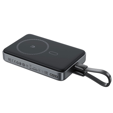 Acefast M10 Powerbank magnetinis 2x USB-C PD 30W su 15W belaidžiu įkrovimu ir USB-C kabeliu – juodas 1