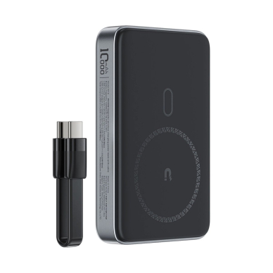 Acefast M10 Powerbank magnetinis 2x USB-C PD 30W su 15W belaidžiu įkrovimu ir USB-C kabeliu – juodas