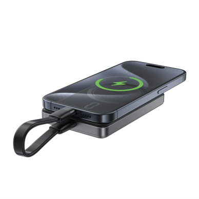 Acefast M12-10000 Powerbank PD20W ultra-plonas, suderinamas su MagSafe – juodas 3