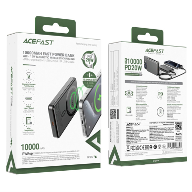 Acefast M12-10000 Powerbank PD20W ultra-plonas, suderinamas su MagSafe – juodas 4