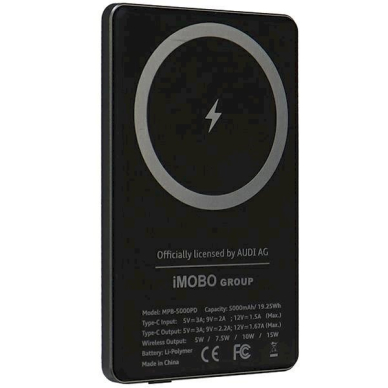 Audi Big Logo Powerbank su MagSafe indukciniu įkrovimu 15W 5000mAh – pilkas 3