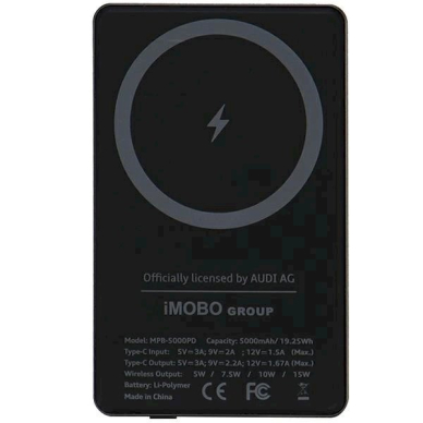 Audi Big Logo Powerbank su MagSafe indukciniu įkrovimu 15W 5000mAh – pilkas 4 Audi Big Logo Powerbank su MagSafe indukciniu įkrovimu 15W 5000mAh – pilkas 4