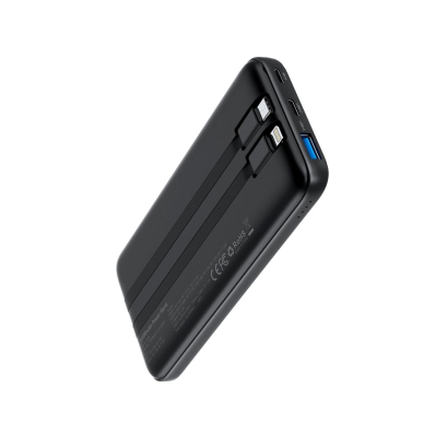 Choetech B654 Powerbank 10000mAh 22.5W USB-A / USB-C / micro USB su integruotu USB-C / Lightning kabeliu – juodas 1