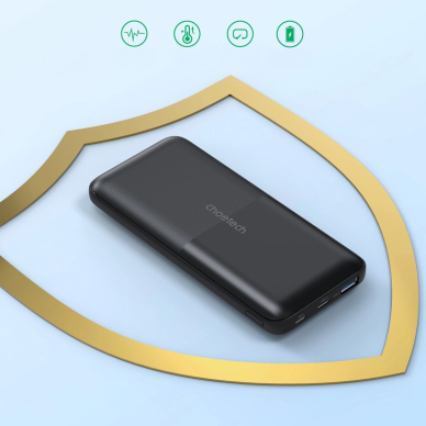 Choetech B654 Powerbank 10000mAh 22.5W USB-A / USB-C / micro USB su integruotu USB-C / Lightning kabeliu – juodas 3