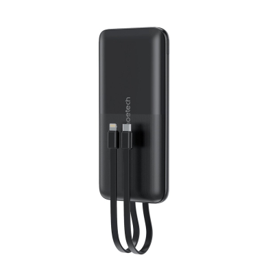 Choetech B654 Powerbank 10000mAh 22.5W USB-A / USB-C / micro USB su integruotu USB-C / Lightning kabeliu – juodas
