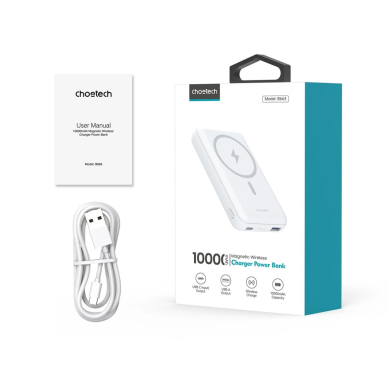 Choetech B663 Powerbank 10000mAh 20W su MagSafe USB-A / USB-C – baltas 3