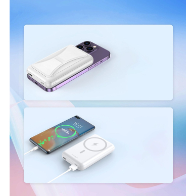 Choetech B663 Powerbank 10000mAh 20W su MagSafe USB-A / USB-C – baltas 5
